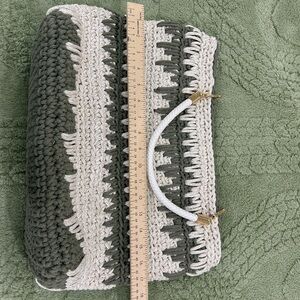Elegant Olive and Cream Crochet Clutch